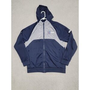 PGA Tour Live Jacket Mens Medium Navy Gray Golf ESPN+ Levelwear Full Zip Hooded
